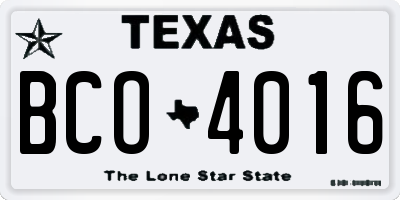 TX license plate BCO4016