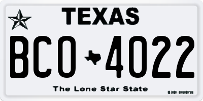 TX license plate BCO4022