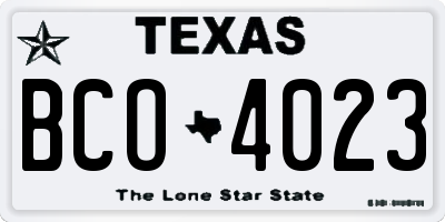 TX license plate BCO4023
