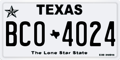 TX license plate BCO4024