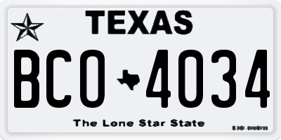 TX license plate BCO4034