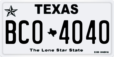 TX license plate BCO4040