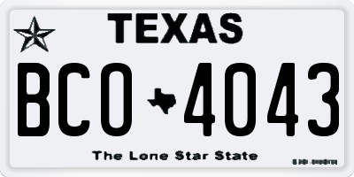TX license plate BCO4043