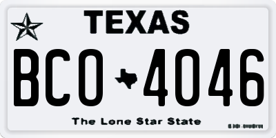 TX license plate BCO4046