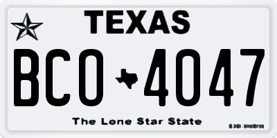 TX license plate BCO4047