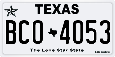 TX license plate BCO4053