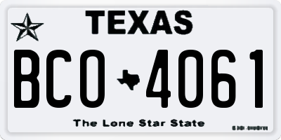 TX license plate BCO4061