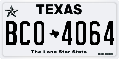TX license plate BCO4064