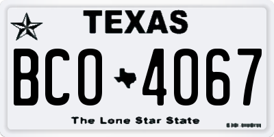 TX license plate BCO4067