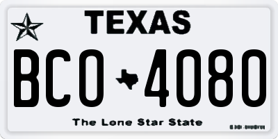 TX license plate BCO4080