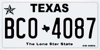 TX license plate BCO4087