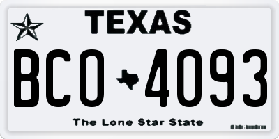 TX license plate BCO4093