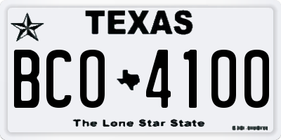 TX license plate BCO4100