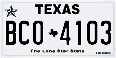 TX license plate BCO4103