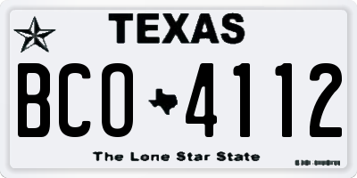 TX license plate BCO4112