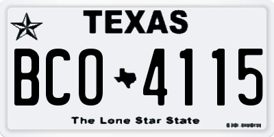 TX license plate BCO4115