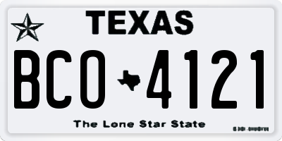 TX license plate BCO4121