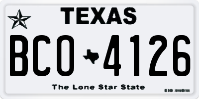 TX license plate BCO4126