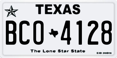 TX license plate BCO4128
