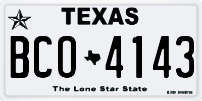 TX license plate BCO4143