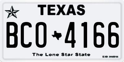 TX license plate BCO4166