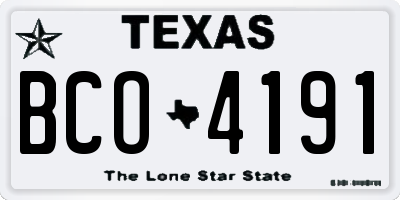 TX license plate BCO4191