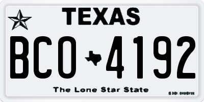 TX license plate BCO4192