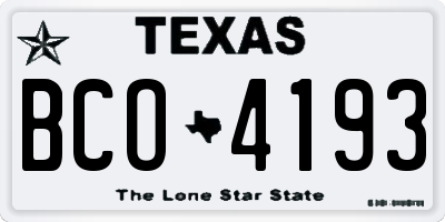 TX license plate BCO4193