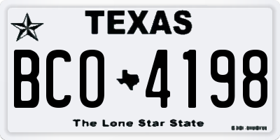 TX license plate BCO4198