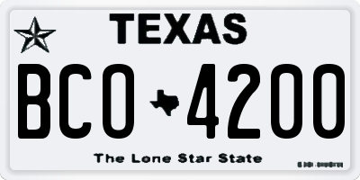 TX license plate BCO4200