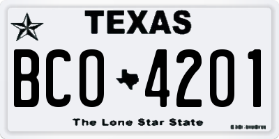 TX license plate BCO4201