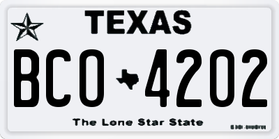 TX license plate BCO4202