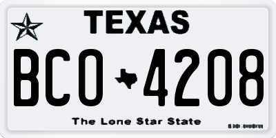 TX license plate BCO4208