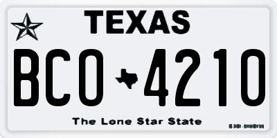 TX license plate BCO4210