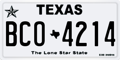 TX license plate BCO4214
