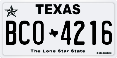 TX license plate BCO4216