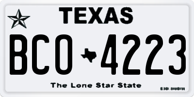 TX license plate BCO4223