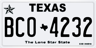 TX license plate BCO4232