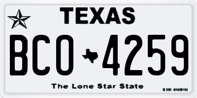 TX license plate BCO4259