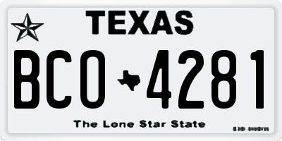 TX license plate BCO4281