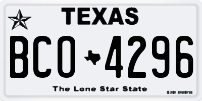 TX license plate BCO4296