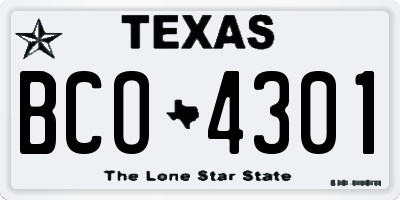 TX license plate BCO4301