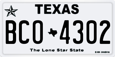 TX license plate BCO4302