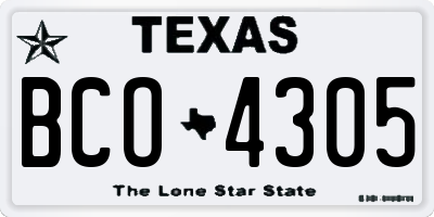 TX license plate BCO4305