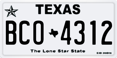 TX license plate BCO4312