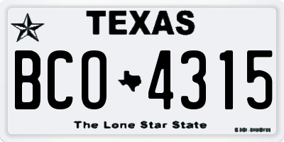 TX license plate BCO4315
