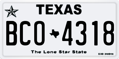 TX license plate BCO4318