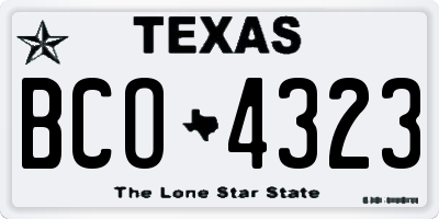 TX license plate BCO4323