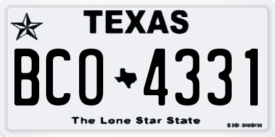 TX license plate BCO4331