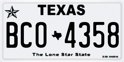TX license plate BCO4358